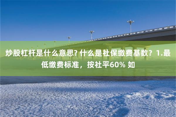 炒股杠杆是什么意思? 什么是社保缴费基数？1.最低缴费标准，按社平60% 如