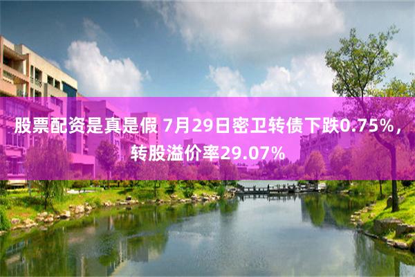 股票配资是真是假 7月29日密卫转债下跌0.75%，转股溢价率29.07%