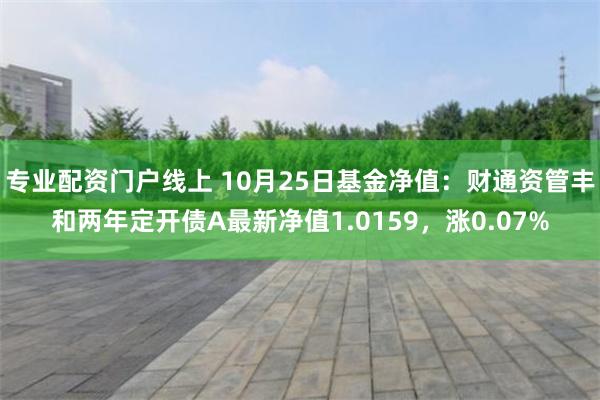 专业配资门户线上 10月25日基金净值：财通资管丰和两年定开债A最新净值1.0159，涨0.07%