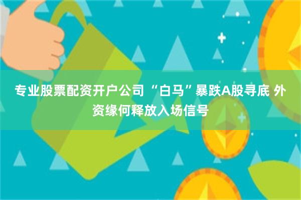 专业股票配资开户公司 “白马”暴跌A股寻底 外资缘何释放入场信号