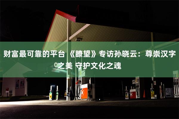 财富最可靠的平台 《瞭望》专访孙晓云：尊崇汉字之美 守护文化之魂